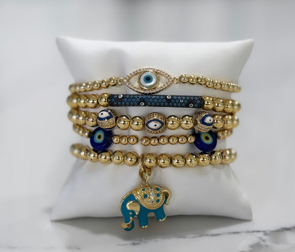 Blue & Gold Evil Eye Set