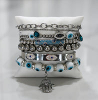 Silver & Blue Evil Eye Set (chunky)