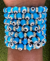Light Blue Evil Eye Bracelet 10MM