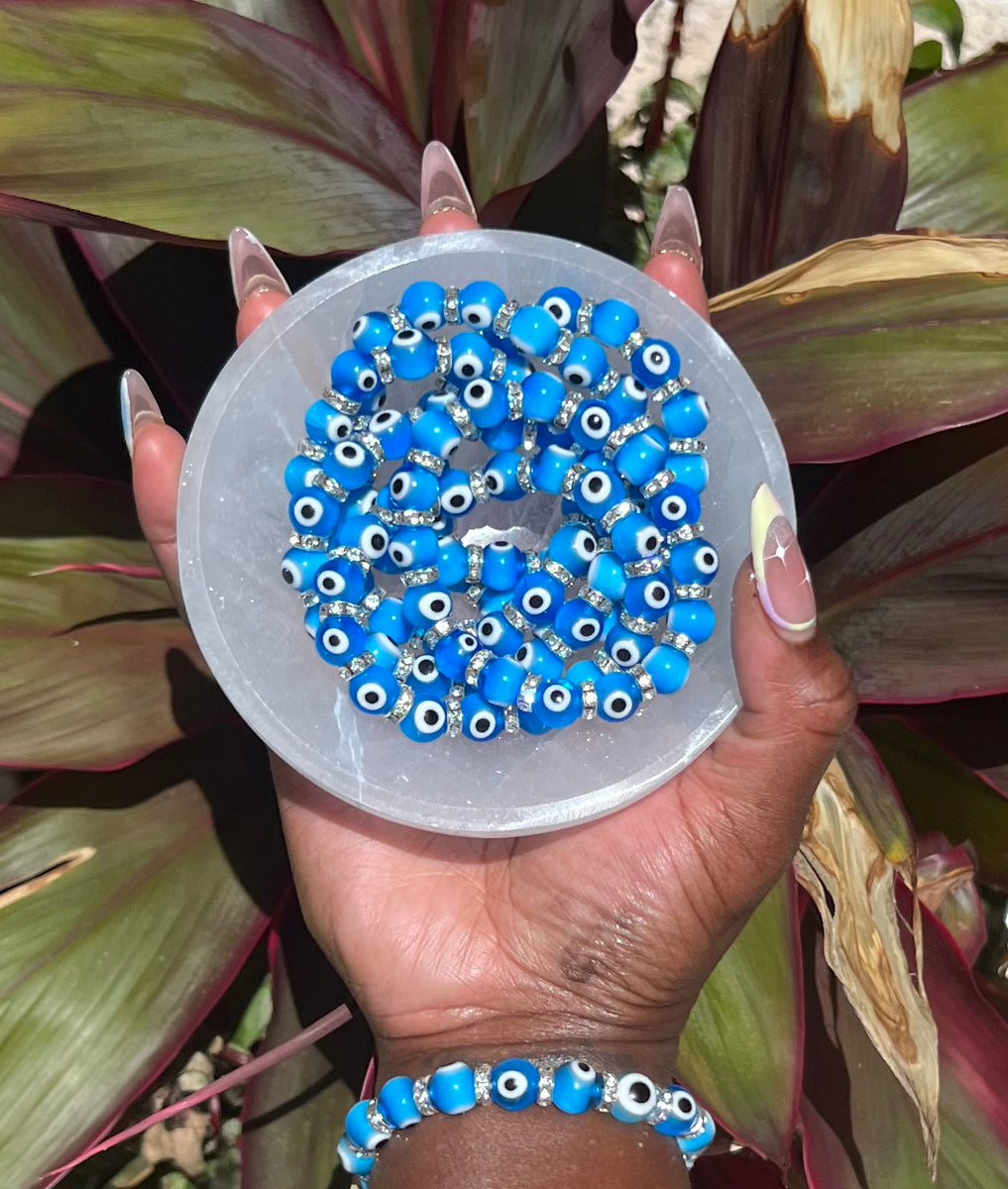Light Blue Evil Eye Bracelet 10MM Ancient Alignment LLC