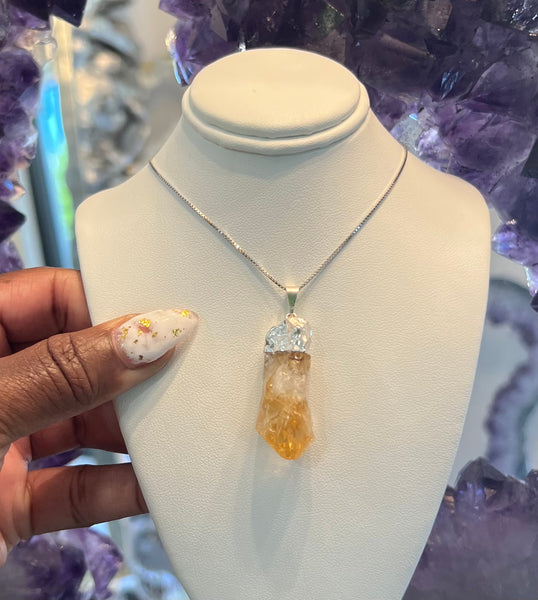 Raw Citrine Necklace (silver)