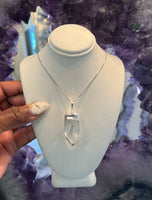 Raw Clear Quartz Necklace (silver)