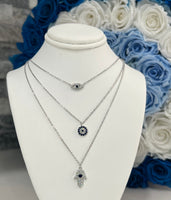 Chic Layered Evil Eye Necklace (silver)