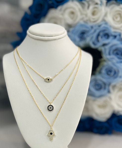 Chic Layered Evil Eye 🧿 Necklaces (gold)